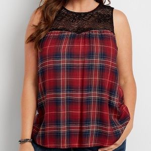 Plaid and lace tank